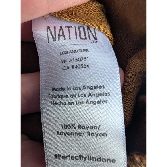 Nation Ltd Womens Madrid Bronze Satin Straight Leg Pull On Pants Sz S Rust Brown - Picture 10 of 10